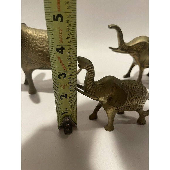 Set Of 3 Very Detailed BRASS ELEPHANTS FAMILY Figures Made in India - Picture 15 of 15